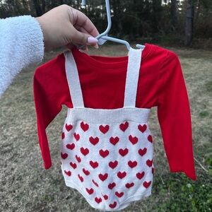Cat & Jack Red and White Heart Set